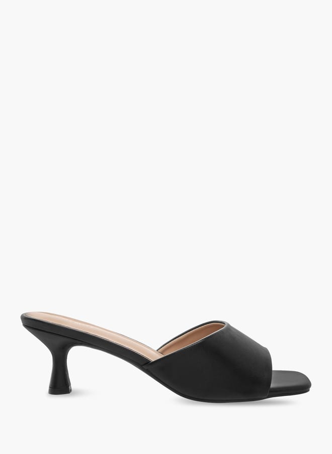 Flora Bella By Shoexpress Women Solid Slip-On Sandals with Flared Heels  - Image 3