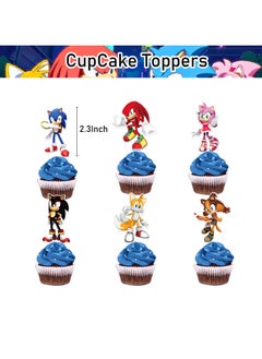 General Sonic the Hedgehog Theme Birthday Party Decoration Set Sonic Pull Flag Cake Insert Card Balloon Spiral Charm  - Image 4