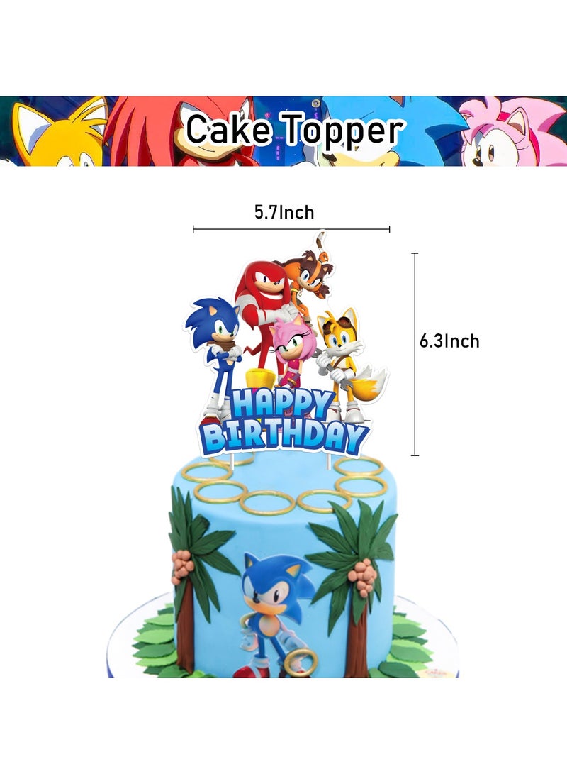 general Sonic the Hedgehog Theme Birthday Party Decoration Set Sonic Pull Flag Cake Insert Card Balloon Spiral Charm - Image 3