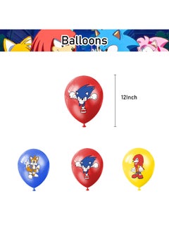 General Sonic the Hedgehog Theme Birthday Party Decoration Set Sonic Pull Flag Cake Insert Card Balloon Spiral Charm  - Image 5