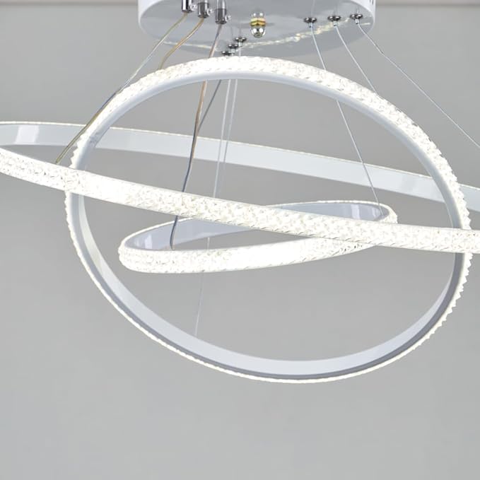 Modern LED Crystal Ring Chandelier – Luxury Interlocking Rings Ceiling Light for Living Room & Dining Area-50 cm x 50 cm Size, white - Image 4