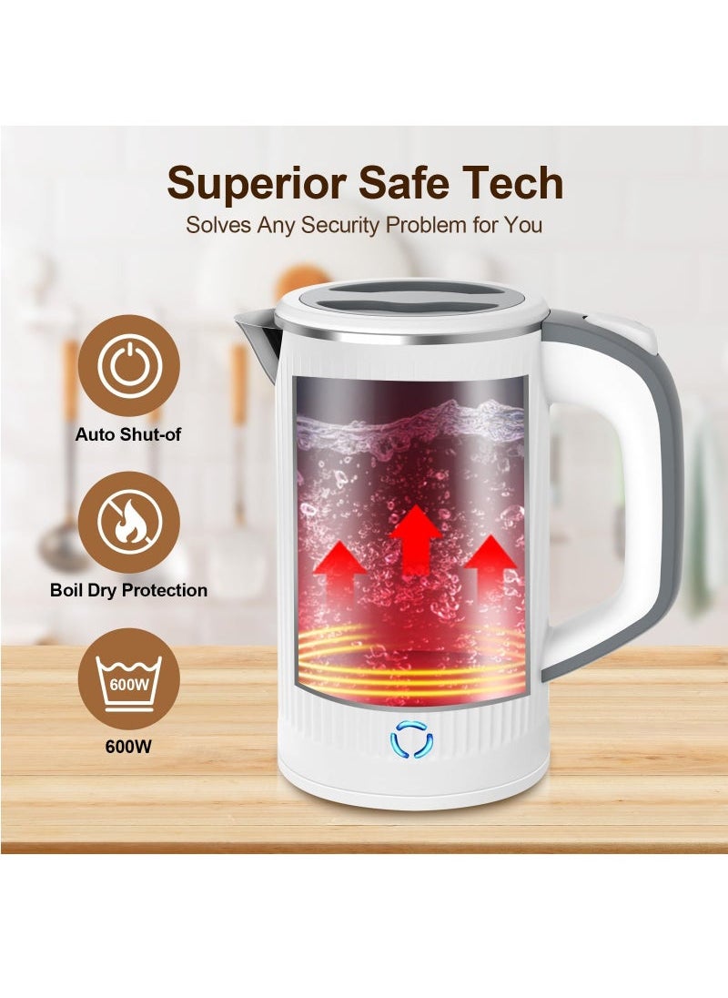 Captaintech 800ML Portable Electric Kettle with UK Plug, Stainless Steel Quick Boiling, Travel Electric Bottle, Auto Shut-Off and Dry Burning Protection  - Image 2