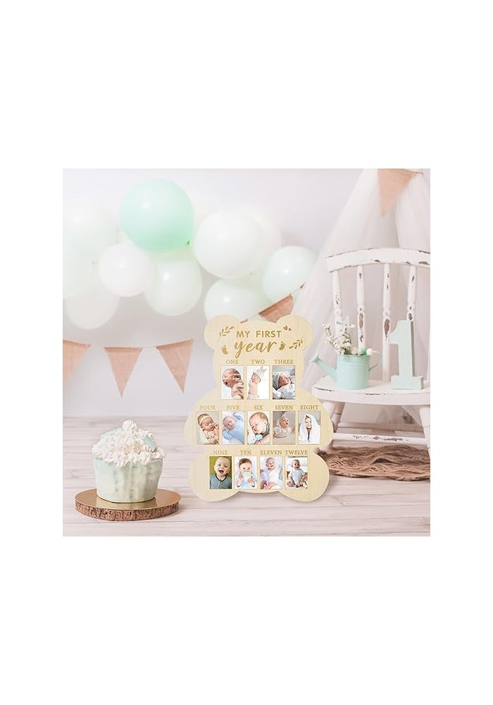 Al Raied ARS My First Year Photo Display Wood Board - Bear Shape Milestone Frame for Baby's First Year - Image 5