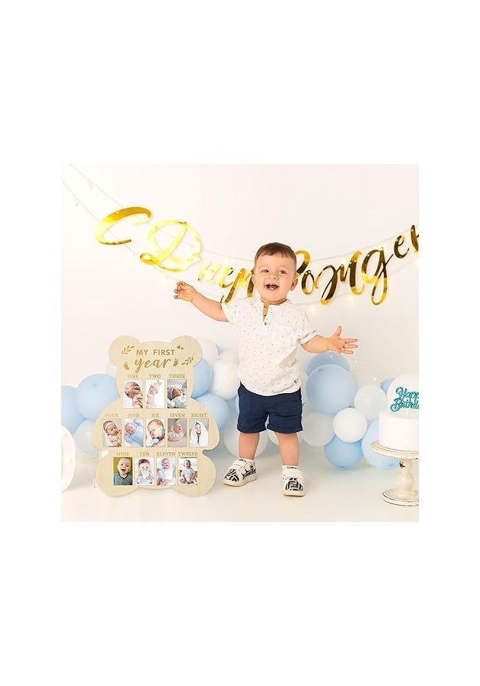 Al Raied ARS My First Year Photo Display Wood Board - Bear Shape Milestone Frame for Baby's First Year - Image 4