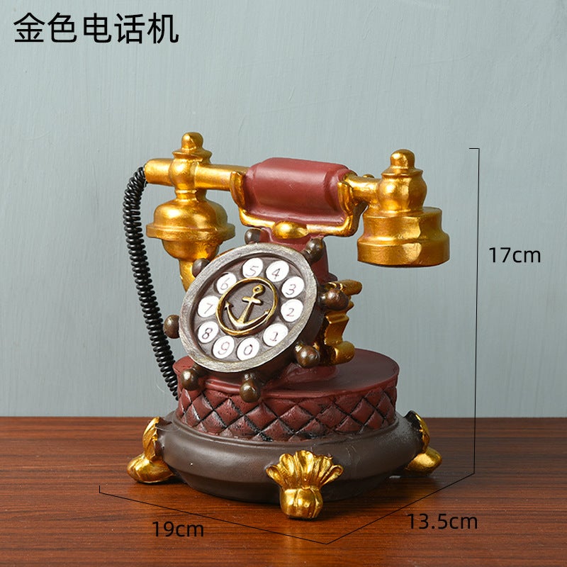 Generic Vintage Resin Decor Miniature Props Camera Phonograph Golden telephone G191