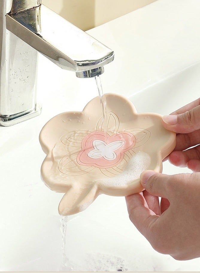 2PCS Floral Silicone Soap Dish Soap Draining Tray Dish, Draining Soap Pad Non-Slip Soap Tray Easy Cleaning Soap Box Bathroom Kitchen Organizer  - Image 3