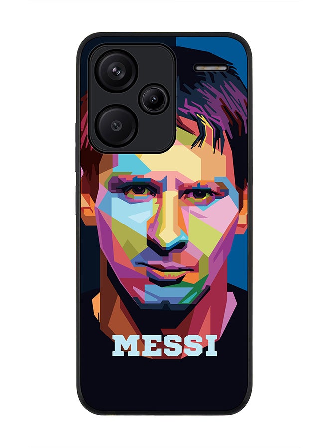 Stylizedd Rugged Black Edge Case for Xiaomi Redmi Note 13 Pro Plus, Slim fit Case Flexible Anti Drop TPU Gel Thin Cover -  Poly Messi - Image 1