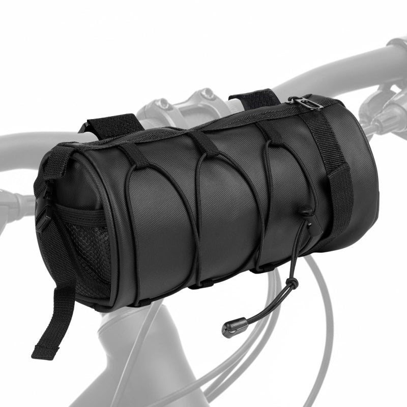 NEATABY Bike Handlebar Bag, 2.5L Black Waterproof Bicycle Frame Front Bag, Multiple Bike Storage Roll Bag Bicycle Accessories with Shoulder Strap for Mountain Road Bikes - Image 1