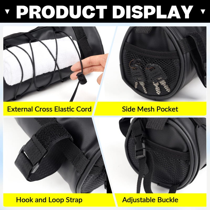 NEATABY Bike Handlebar Bag, 2.5L Black Waterproof Bicycle Frame Front Bag, Multiple Bike Storage Roll Bag Bicycle Accessories with Shoulder Strap for Mountain Road Bikes - Image 4