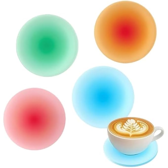 nalaina 4 Pcs Colouful Acrylic Coaster Set Drink Coasters Round NonSlip Drink Coasters Colorful Round Heat Resistant Table Coasters For Coffee Tea And Home Decoration Gradient Series - Image 2