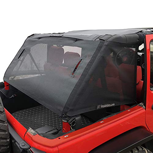 Shadeidea JK Sun Shade Top Compatible with Jeep Wrangler JKU Top Sunshade Soft Mesh Roof Cover (2007-2018)- Wind Noise UV Blocker -10 Year Warranty -4 Door -Black -Cage - Image 2