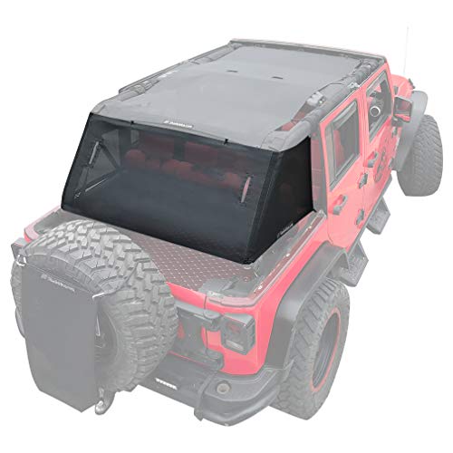 Shadeidea JK Sun Shade Top Compatible with Jeep Wrangler JKU Top Sunshade Soft Mesh Roof Cover (2007-2018)- Wind Noise UV Blocker -10 Year Warranty -4 Door -Black -Cage - Image 1