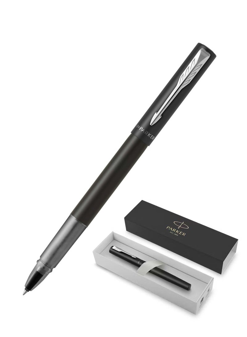 PARKER Vector XL Rollerball Pen Fine Tip Black Ink Black Barrel With Chrome Trim - Image 1