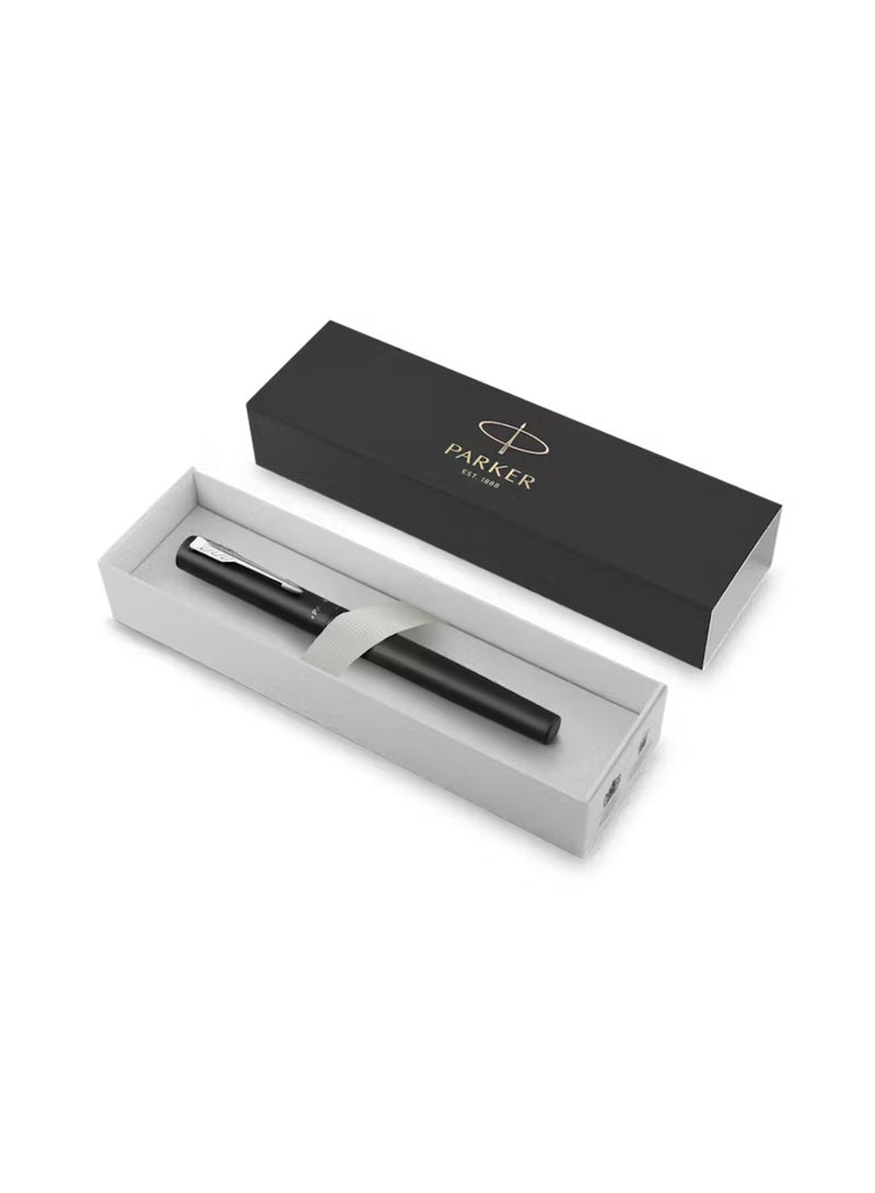 PARKER Vector XL Rollerball Pen Fine Tip Black Ink Black Barrel With Chrome Trim - Image 2