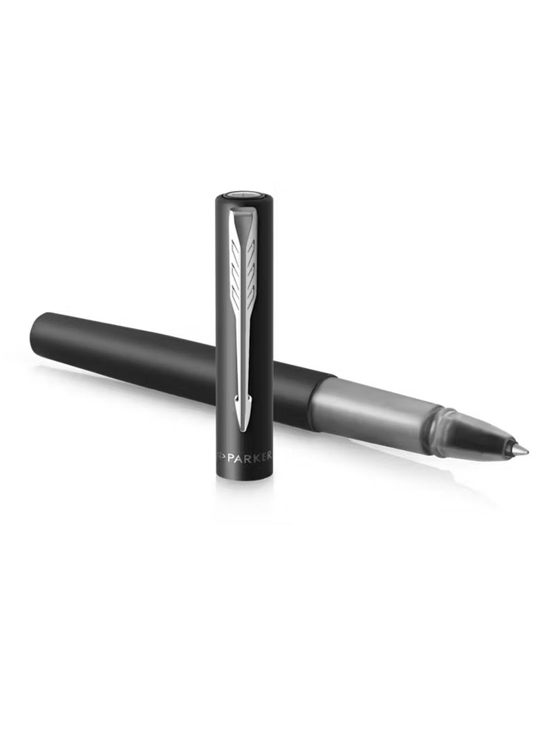 PARKER Vector XL Rollerball Pen Fine Tip Black Ink Black Barrel With Chrome Trim - Image 3