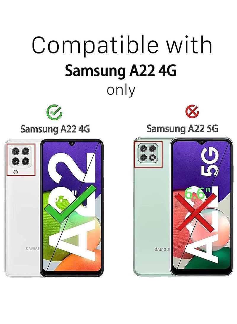 DUSALA Galaxy A22 4G Shockproof Clear Transparent Case Cover (2 Pack Tempered) Glass Screen Protector, Edge to Edge Full Screen Coverage - Image 2