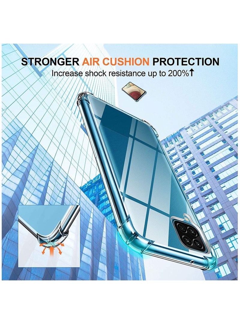 DUSALA Galaxy A22 4G Shockproof Clear Transparent Case Cover (2 Pack Tempered) Glass Screen Protector, Edge to Edge Full Screen Coverage - Image 3