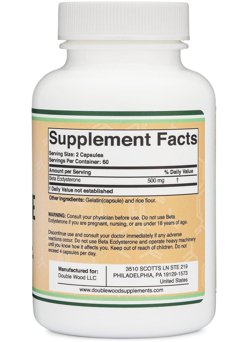 Double Wood Supplements - Double Wood Supplement - Beta Ecdysterone Supplement - 500mg Per Serving (120 Capsules, 60 Servings) - Image 1