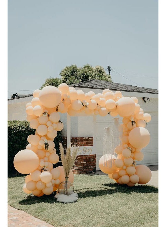 LYVEEF Pastel Orange Balloons 84 pcs Peach Balloons Garland Arch Kit 5 inch +12 inch +18 inch Pastel Orange Balloons Happy Birthday Balloons Baby Shower Decorations Wedding Balloons - Image 3