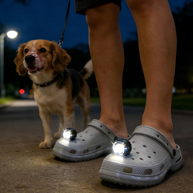 LED Shoe Lights for Crocs - Waterproof Clip-on Charms with Multi-Lighting Modes, 2 Pack - Image 2