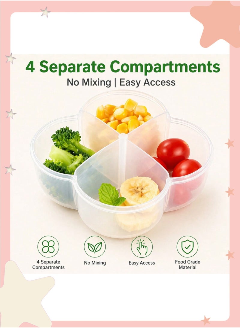 insular 4-Compartment Baby Formula Dispenser, Portable Milk Powder Container with 40g per Compartment, Airtight Travel Formula Box for On-the-Go Feeding, BPA-Free PP Clover Design with Stickers (Light Yellow) - Image 5