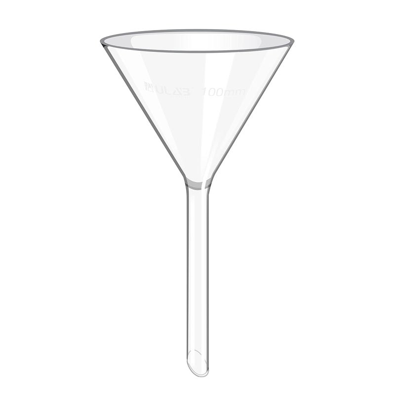 ULAB Scientific Glass Funnel 100mm, Stem Diameter 13mm, 3.3 Borosilicate Glass, Heavy Wall, Pack of 1, UGF1002 - Image 2