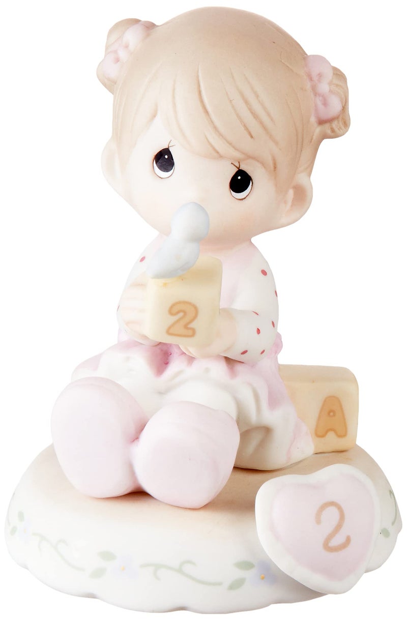 Precious Moments Precious Moments Growing In Grace Age 2 Bisque Porcelain Figurine Brunette Girl 142011B
