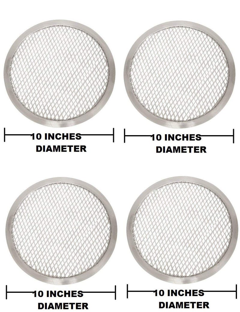 THW ® شاشات بيتزا ألمنيوم مقاس 10 بوصات، مجموعة من 4 – صينية خبز بيتزا بشبكة ذات جودة تجارية لقشور مقرمشة، مثالية للفنادق والمطاعم وبيتزا، واستخدام المنزل - Image 2