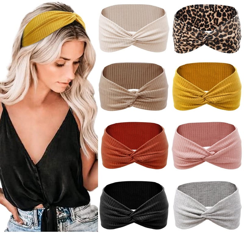 Tobeffect Tobeffect Headbands for Women Non Slip for Short Hair Yoga Workout Running Sport Elastic Hair Bands for Womens Hair Twist Turban Hair Wrap for Girls 