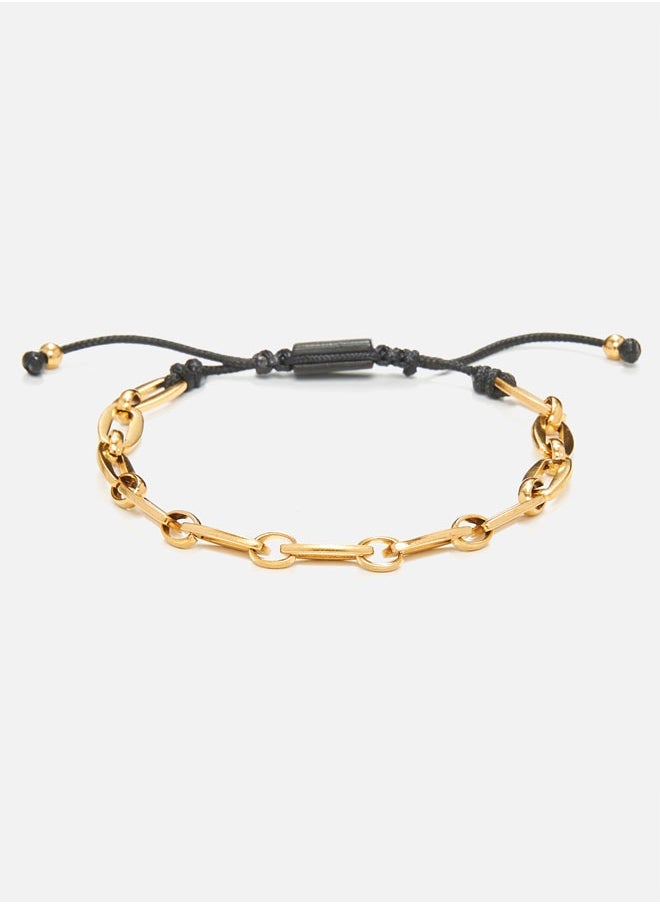 CHRYSOSTOMOS - Handmade Beaded Bracelet for Men with Gold Steel Chain - Image 1