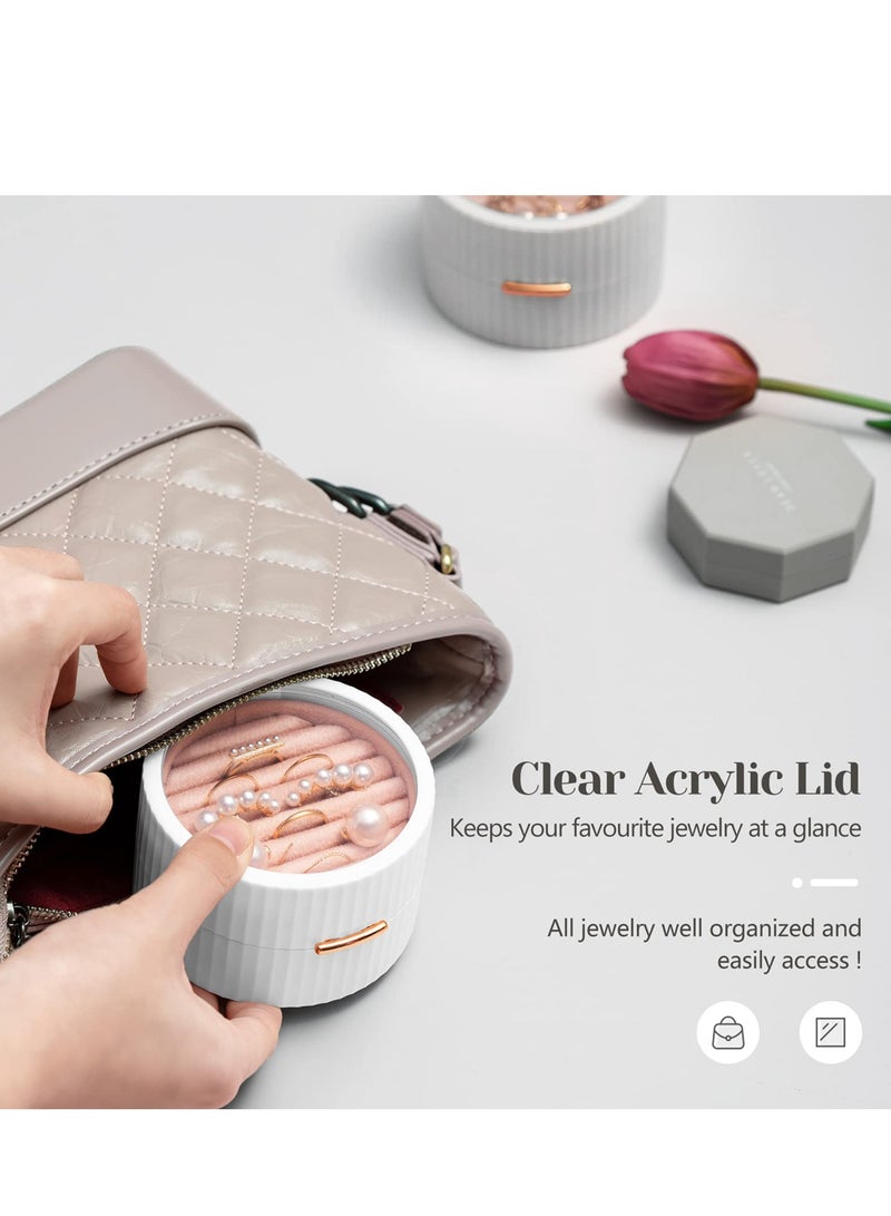 Portable Travel Jewelry Box - Transparent 2-Layer Organizer for Rings, Earrings, Necklaces, and Bracelets - Stylish White Display Storage Solution. - Image 5