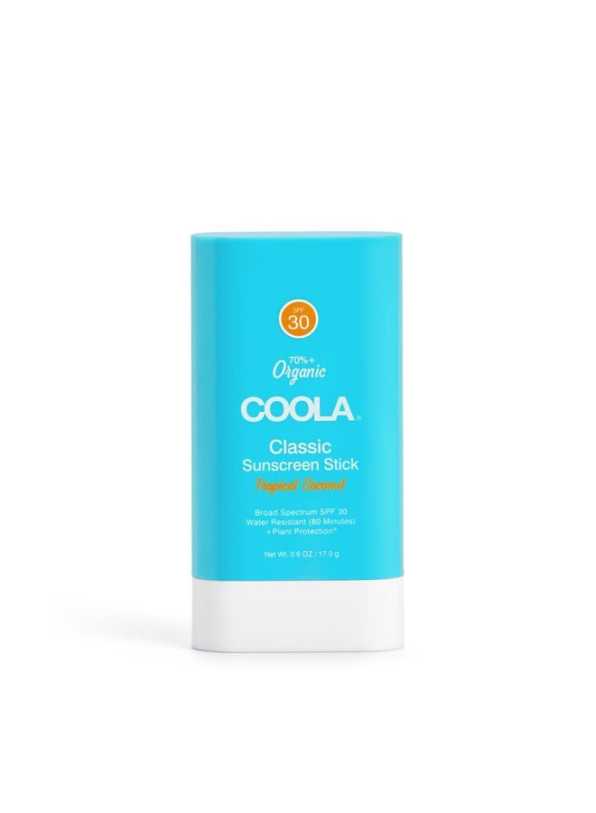 COOLA Organic Face Sunscreen SPF 30 Sunblock Lotion Stick, Dermatologist Tested Skin Care for Daily Protection, Vegan and Gluten Free, Tropical Coconut, 0.15 Oz
