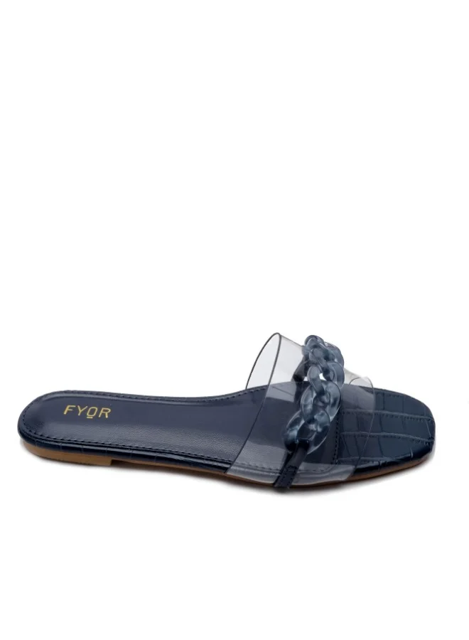 فايور صندل سلايد شفاف بتفاصيل سلسلة