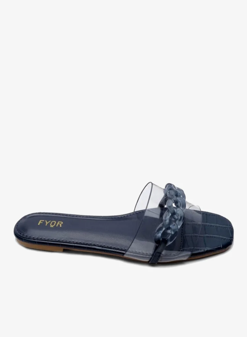 فايور صندل سلايد شفاف بتفاصيل سلسلة