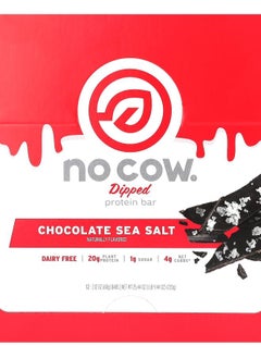 No Cow Dipped Protein Bar Chocolate Sea Salt 12 Bars 2.12 oz (60 g) Each 