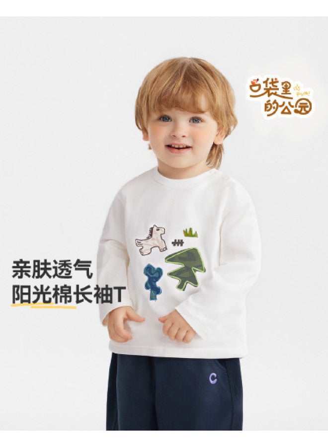 Versatile Solid Color] Boys' T-shirt Long Sleeve Spring/autumn Style Baby Top Children's 2025 Inner Wear Girls - Image 1