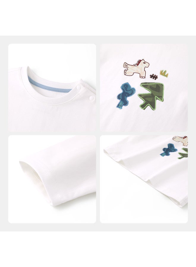 Versatile Solid Color] Boys' T-shirt Long Sleeve Spring/autumn Style Baby Top Children's 2025 Inner Wear Girls - Image 5
