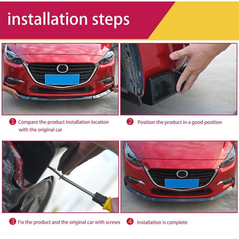 MUTUSAISI 3-Stage Front Bumper Lip Splitter Fit for Volkswagen VW JETTA MK6 MK6.5 2015-2018 Protection Spoiler Accessories Bright Black - Image 5
