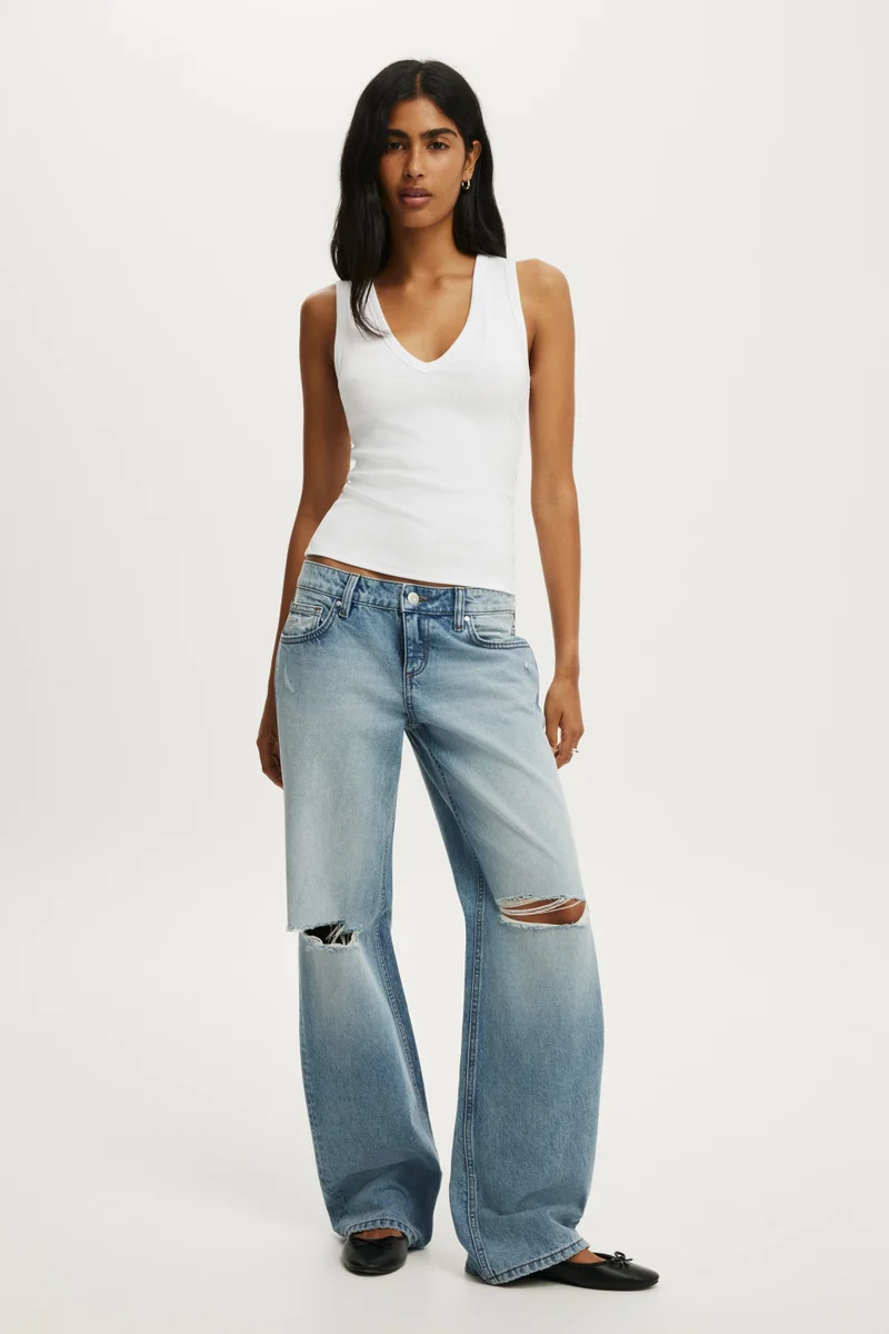 كوتون اون Low Rise Straight Jean
