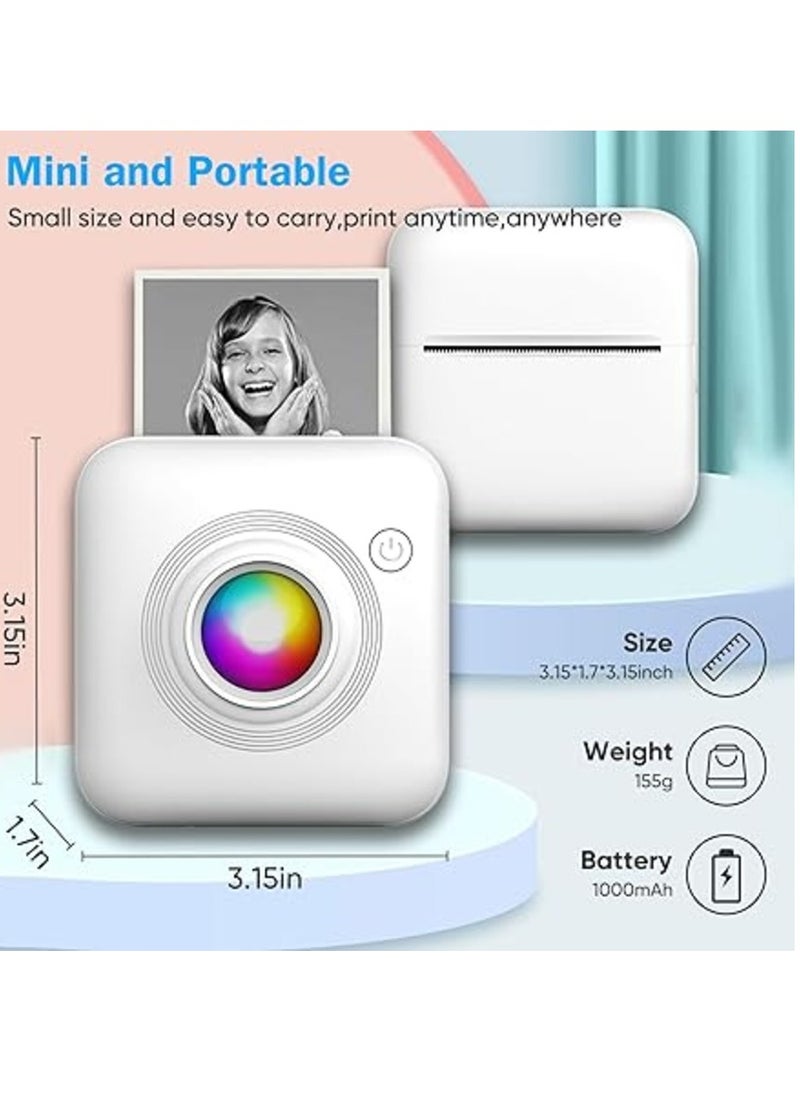 Generic - Mini Portable Printer, Print Pod, Bluetooth Smart Pocket Inkless Thermal with Roll Papers for Journal/DIY Scrapbook/Travel/Notes/Lists/Label/Memo Receipt Printer for iOS & Android - Image 1