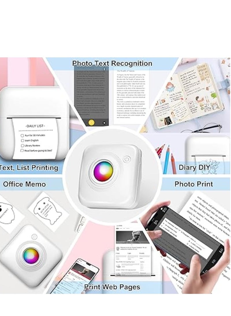 Generic - Mini Portable Printer, Print Pod, Bluetooth Smart Pocket Inkless Thermal with Roll Papers for Journal/DIY Scrapbook/Travel/Notes/Lists/Label/Memo Receipt Printer for iOS & Android - Image 1