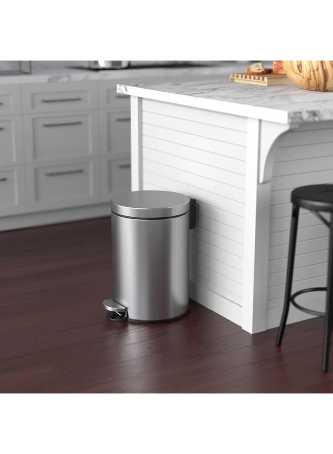 iTouchless SoftStep 3.2 Gallon Slim Bathroom Trash Can with Odor Filter & Removable Inner Bucket, Stainless Steel, 12 Liter Small Round Step Pedal Garbage Bin for Bedroom, Home, Office Cubicle - Image 4