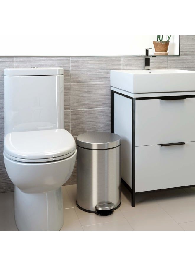 iTouchless SoftStep 3.2 Gallon Slim Bathroom Trash Can with Odor Filter & Removable Inner Bucket, Stainless Steel, 12 Liter Small Round Step Pedal Garbage Bin for Bedroom, Home, Office Cubicle - Image 2