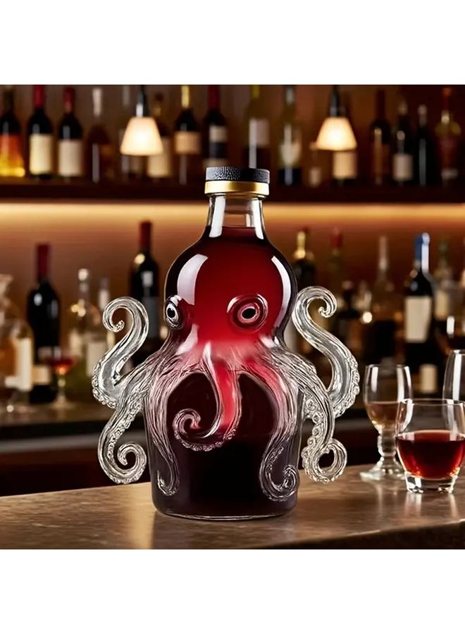 Octopus Shaped Decanter 10.14oz Mini Whiskey Bottle With Reusable Glass Cup 1pc - Image 4