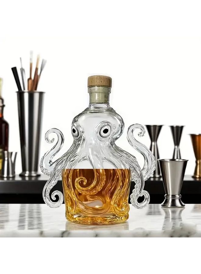 Octopus Shaped Decanter 10.14oz Mini Whiskey Bottle With Reusable Glass Cup 1pc - Image 1
