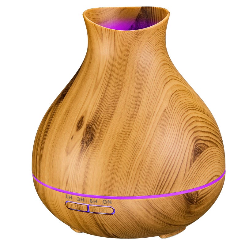 BZseed Aromatherapy Essential Oil Diffuser 550ml 12 Hours Wood Grain Aroma Diffuser with Timer Cool Mist Humidifier for Large Room, Home, Baby Bedroom, Waterless Auto Shut-off,7 Colors Lights Changing - Image 1