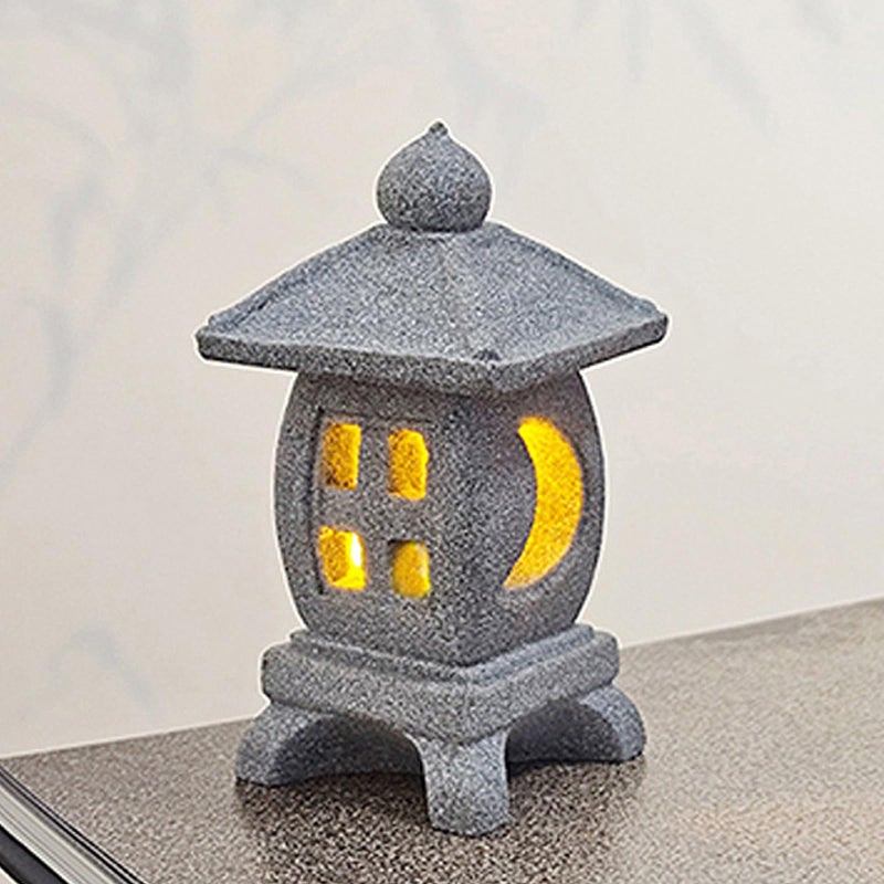 Daisylily Japanese Pagoda LED Lamp Statue Figurine LED Lantern Pagoda Statue Figurines for Home Table Decor Style B - Image 2