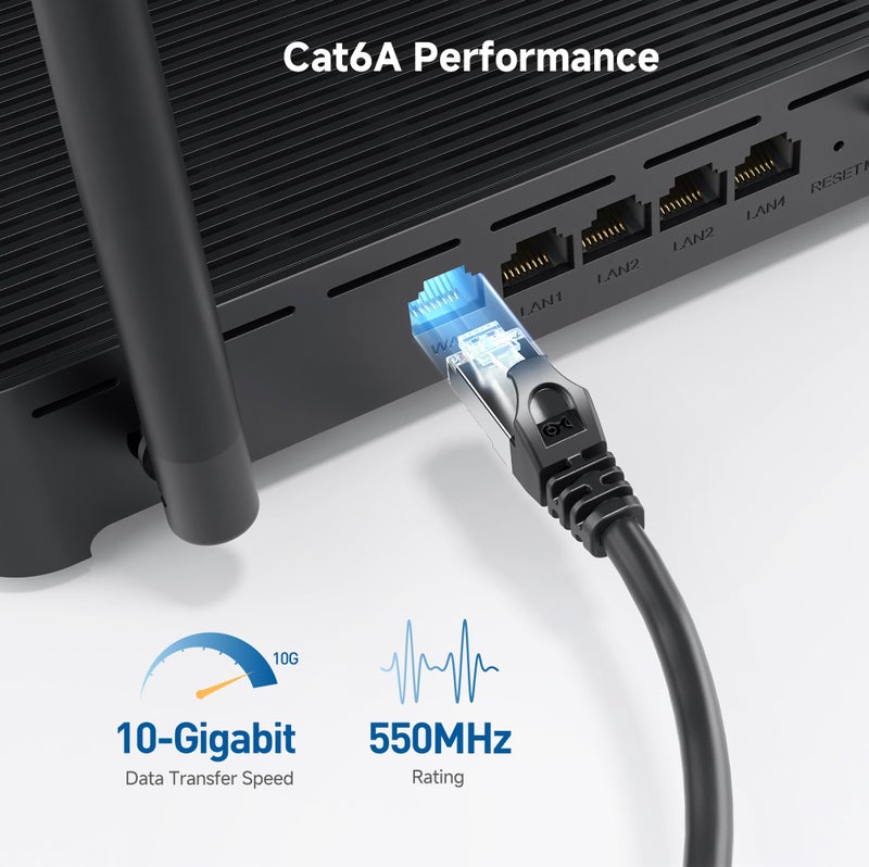 Cable Matters 10Gbps Snagless Short Shielded Cat 6A Ethernet Cable - 3ft, Cat 6A Cable, Cat6A Cord, Ethernet Cord, Black - Image 3