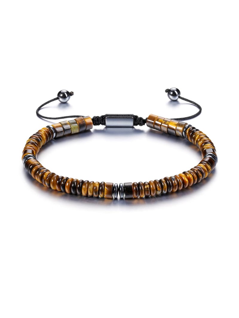Jovivi Healing Crystal Bracelet for Men Hematite Tiger Eye Gemstone Beaded Bracelets Adjustable Protection Crystals Natural Stone Beads Bracelet for Men Women Anxiety Relief - Image 1