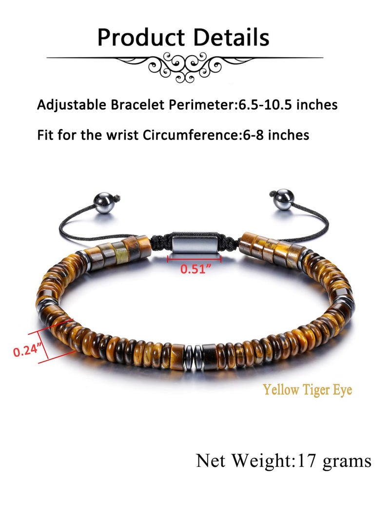Jovivi Healing Crystal Bracelet for Men Hematite Tiger Eye Gemstone Beaded Bracelets Adjustable Protection Crystals Natural Stone Beads Bracelet for Men Women Anxiety Relief - Image 5